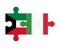 Puzzle of flags of Kuwait and Italy, vector