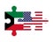 Puzzle of flags of Kuwait and US, vector