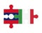Puzzle of flags of Laos and Italy, vector