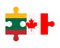 Puzzle of flags of Lithuania and Canada, vector