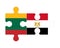 Puzzle of flags of Lithuania and Egypt, vector