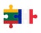 Puzzle of flags of Lithuania and France, vector