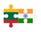 Puzzle of flags of Lithuania and India, vector