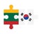 Puzzle of flags of Lithuania and South Korea, vector