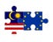 Puzzle of flags of Malaysia and European Union, vector