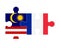 Puzzle of flags of Malaysia and France, vector