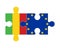 Puzzle of flags of Mali and European Union, vector