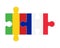 Puzzle of flags of Mali and France , vector