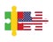 Puzzle of flags of Mali and US, vector