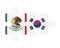 Puzzle of flags of Mexico and South Korea, vector