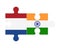 Puzzle of flags of Netherlands and India, vector