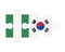 Puzzle of flags of Nigeria and South Korea, vector