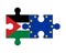 Puzzle of flags of Palestine and European Union, vector