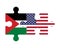 Puzzle of flags of Palestine and US, vector