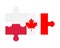 Puzzle of flags of Poland and Canada, vector