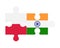 Puzzle of flags of Poland and India, vector
