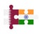 Puzzle of flags of Qatar and India, vector