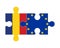 Puzzle of flags of Romania and European Union, vector