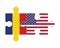 Puzzle of flags of Romania and US, vector