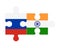Puzzle of flags of Russia and India, vector