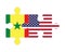 Puzzle of flags of Senegal and US, vector