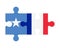 Puzzle of flags of Somalia and France , vector