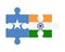 Puzzle of flags of Somalia and India, vector