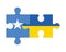 Puzzle of flags of Somalia and Ukraine, vector