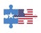 Puzzle of flags of Somalia and US, vector
