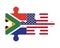 Puzzle of flags of South Africa and US, vector
