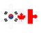 Puzzle of flags of South Korea and Canada, vector