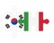 Puzzle of flags of South Korea and Italy, vector