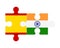 Puzzle of flags of Spain and India, vector