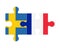 Puzzle of flags of Sweden and France, vector