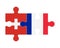 Puzzle of flags of Switzerland and France, vector