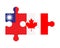 Puzzle of flags of Taiwan and Canada, vector