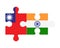 Puzzle of flags of Taiwan and India, vector