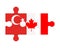 Puzzle of flags of Turkey and Canada, vector