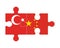 Puzzle of flags of Turkey and China, vector