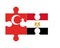 Puzzle of flags of Turkey and Egypt, vector