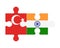 Puzzle of flags of Turkey and India, vector