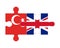 Puzzle of flags of Turkey and United Kingdom, vector