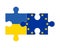 Puzzle of flags of Ukraine and European Union, vector