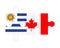 Puzzle of flags of Uruguay and Canada, vector