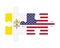 Puzzle of flags of Vatican and US, vector