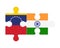 Puzzle of flags of Venezuela and India, vector