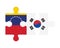Puzzle of flags of Venezuela and South Korea, vector