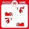 Puzzle game for kids. Cartoon crab. Cutting practice. Education developing worksheet. Activity page