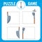 Puzzle game for kids. Cut and glue shovel. Education developing worksheet. Activity page