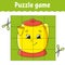 Puzzle game for kids. Education developing worksheet. Learning game for children. Kitchen kettle. Color activity page. For toddler